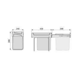 Emuca bac de tri sélectif a montage inférieur et extraction manuelle pour élément de cuisine Recycle, 1x20 litres, Plastique gris anthracite