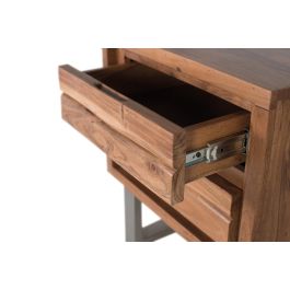 GINER Y COLOMER Table de nuit 2 tiroirs en acacia massif avec pattes métal - 50x40x56 cm - Antidérapante - Montage nécessaire - Modèle NATURAL