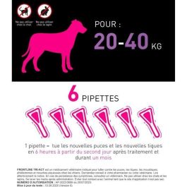Frontline TRI-ACT Pipettes pour chiens 20-40kg - Lot de 6 - Protection 4 semaines contre puces, tiques, moustiques