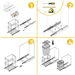 Emuca Poubelle de recyclage Recycle pour cuisine, 35 L, fixation par le bas et extraction manuelle, Plastique gris antracite