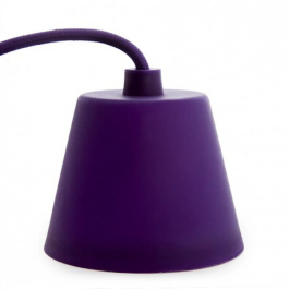Douille de lampe E27 Violette avec cordon textile et rosace, PVC, installation facile