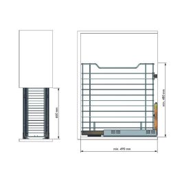 Menage Confort Tolva Ropa Classic M400 Cromo con Guía Oculta Extracción Total 25Kg para 16-19mm