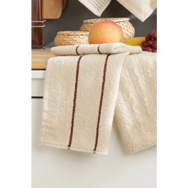 Ensemble de 6 serviettes de toilette - Coton 100% - Taille 30 x 50 cm - Couleur Beige - Pour Salle de Bain Élégante et Zen