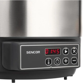 Sencor SPP 3200SS Stérilisateur électrique 27 litres 1800W, inox, conservation fruits et légumes, bocaux 1L, contrôle température 30-100°C