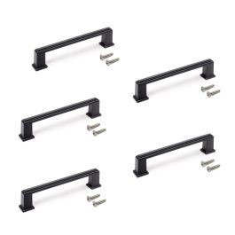 Emuca Lot de 5 poignées pour meubles Tanger, L147.5mm, entraxe 128mm, Zamak , Peint en noir
