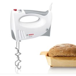 Bosch Batteur CleverMixx MFQ3530 - 450 W - 5 Vitesses - 2 Fouets & 2 Crochets Pétrisseurs Inox - Blanc/Gris