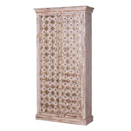 GINER Y COLOMER - Armoire 2 portes en bois de manguier massif couleur ivoire vieilli avec incrustations et boutons en bronze - 180x90x40 cm Precio: 1355.988. SKU: B1CRNAETW5