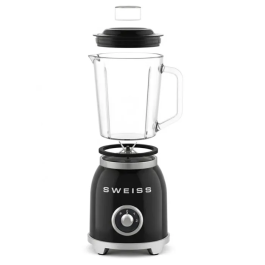 Sweiss Blender Vintage MXV9, Puissance 1000 W, 2 Vitesses, Mode Pulse, Bol 1,5 L avec 6 Lames Robustes - Noir