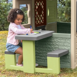 Smoby SMO810927WEB - Table de pique-nique convertible pour maisons Smoby avec 2 bancs - Table pour enfants - Jeu d'extérieur