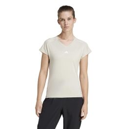 T-shirt à manches courtes femme Adidas Aeroready Minimal Beige Fitness 4-5 ans