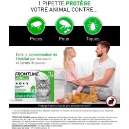 Frontline Combo antiparasitaire pour chats et furets - 3 pipettes
