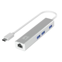 Level One USB-0504 Adaptateur USB-C vers RJ45 Gigabit Ethernet, 3x USB 3.0, Argent, 0.15m