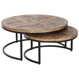 Jeu de 2 tables Home ESPRIT Marron Noir Naturel Métal Bois de manguier 90 x 90 x 40 cm Precio: 443.6900004. SKU: B1G655C7GN