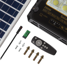 Projecteur Solaire LED 200W avec Panneau Solaire et Télécommande IP65 [1916-FLSOL-200W-CW]