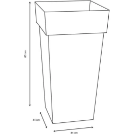 EDA Pot Toscane Carré XXL 98 L Intérieur/Extérieur - 43,3 x 43,3 x H.80 cm - Terre Battue - Résistant UV et Gel - Fabriqué en France