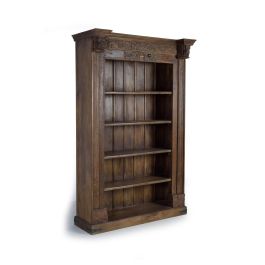 GINER Y COLOMER Bibliothèque en bois de manguier et bois récupéré, 4 étagères, design unique, marron, 222x142x56 cm