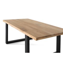 GINER Y COLOMER - Table de salle à manger rectangulaire en bois de manguier massif 200 x 100 cm, avec piètement en fer noir