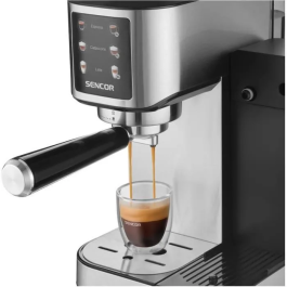 Sencor SES 4910SS Machine à expresso semi-automatique 20 bars avec panneau One Touch, réservoir 1L et pré-infusion, pour espresso, latte, cappuccino