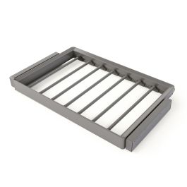 Emuca Kit de porte-pantalon à 7tringles et rack ajustable Quartz pour armoires, glissières extension totale et à fermeture douce, Module 80cm, Finition Titane