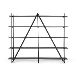 GINER Y COLOMER - Bibliothèque / Étagère industrielle moderne en fer et MDF noir - 5 étagères - Dimensions: 220 cm de largeur, 52 cm de hauteur totale Precio: 899.988. SKU: B1DZSD6AA2