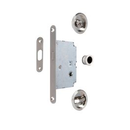 Jandel Kit Fermeture Porte Coulissante Nickel Satiné Ø56 Extérieur, D48 Intérieur