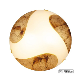 RABALUX Lampe de Plafond "Art Gold" 2xE27 IP20 RAB-1942, Lustre Classique en Verre Blanc et Doré, Diamètre 40 cm