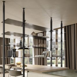 Emuca Lot de consoles pour 5 tablettes en verre pour la structure Zero, verre non inclus, Zamak, Peint en noir texturé