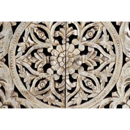 GINER Y COLOMER - Commode de salle de bain 2 portes avec plateau en marbre doré - Bois de manguier et métal - Coloris noyer et doré - 80x80x35 cm