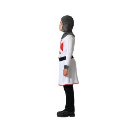 Déguisement Chevalier des Croisades pour Garçon 10-12 Ans - Costume Carnaval Fête avec Tunique, Ceinture et Chapeau en Polyester Blanc