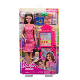 Barbie JMK12 Coffret de Jeu Pédiatre Barbie Careers avec Poupée Barbie, 2 Bébés, Table d'Examen et Accessoires