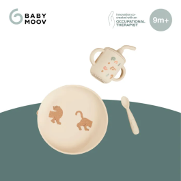 Babymoov Set de comida para bebé como un adulto - A partir de los 9 meses - Silicona - Little Roar BBM3661276192829