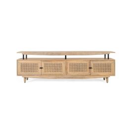 GINER Y COLOMER Meuble TV en bois de manguier naturel, 4 portes avec grille, design contemporain, 180x43x58 cm Precio: 863.988. SKU: B1EG5CPEBR