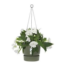 Elho Pot suspendu Greenville 24 - Vert feuille - Extérieur - Ø 23.9 x H 20.3 cm
