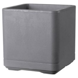 DEROMA Pot de fleurs Cube Cosmo - 38 x h39 cm - Ashgrey - A réserve d'eau - Roulettes