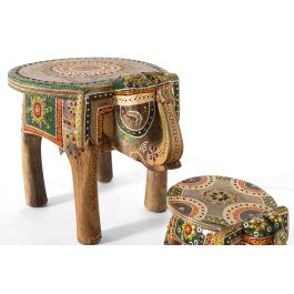 GINER Y COLOMER - Lot de 2 Figurines d'Éléphants en Bois de Mango Sculptées et Peintes à la Main - Grand Modèle 35 x 48 x 35 cm, Petit Modèle 18 x 19 x 27 cm