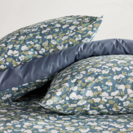 Today Parure de lit Sunshine - Housse de couette 220x240 cm et taies 63x63 cm - Coton imprimé floral bleu - Pour lit 2 personnes