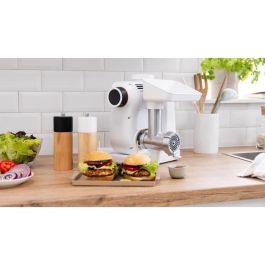 Bosch MUZS2FWW Hachoir à viande Blanc Acier satiné pour Kitchen Machine MUM Série 2 - Accessoire robot multifonction