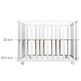 Roba Parc enfant pliable 75 x 100 cm ROB4005317315423, hauteur réglable, roues, bois / blanc