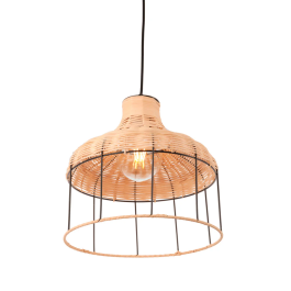 Lampe Suspendue Rotin Quetzaltenango Style Naturel Boho-Chic Compatible E27 SKD-P80054
