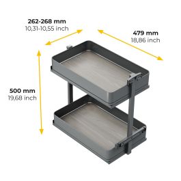 Emuca Chariot extractible Harmony avec fermeture à amortie, Module largeur 300mm hauteur 700mm, Acier et Bois, Gris anthracite