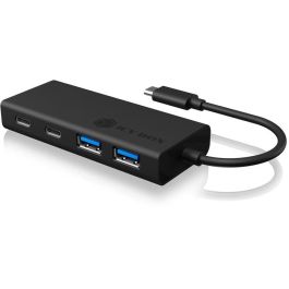 USB HUB 5Port ICY BOX 2xUSB3.0 2xUSB-C 1xUSB Power Delivery 60W SuperSpeed passiv Black