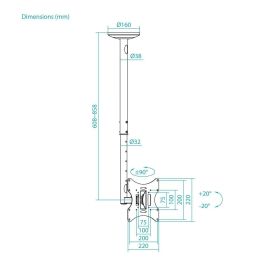 Support de plafond TooQ LPCE2301TSLI-B 30 Kg