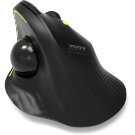 Port Designs 900719 TRACKBALL ERGO Souris ergonomique sans fil trackball Bluetooth et 2.4 GHz, rechargeable, 5 boutons avec molette, noir