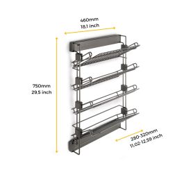 Emuca Porte-chaussures latéral coulissant pour placards et dressing Quartz, Gauche, Acier, Titane