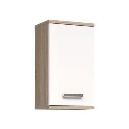 Armoire de salle de bain a suspendre - Décor Blanc et chene - 1 porte - H68,8 x P29 x L40,2 cm - VERIS
