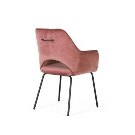 GINER Y COLOMER - Lot de 2 chaises en velours rose avec structure en métal - Assise en bois 43x48 cm