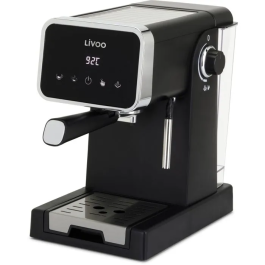 Machine à Café Expresso Livoo DOD218N - 1100 W - Pression 20 Bars - Fonction Vapeur - Réservoir 1.5 L Amovible - Design Noir