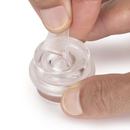 Lot de 6 butées de porte cylindriques adhésives, fixation au sol, Plastique, Transparent