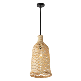 Lampe Suspendue Beppucho Rotin Style Naturel Boho-Chic Douille E27 SKD-P80108