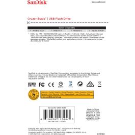 SanDisk Cruzer Blade Clé USB 128 Go USB 2.0 Type-A Sans Capuchon, Noir et Rouge